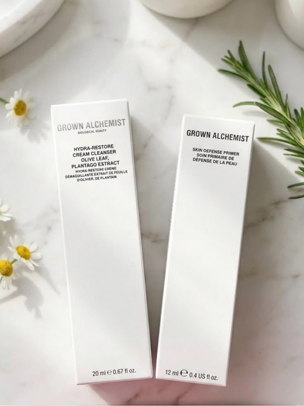 Grown Alchemist White Hydra-Restore Cream Cleanser & Skin Defense Primer Duo